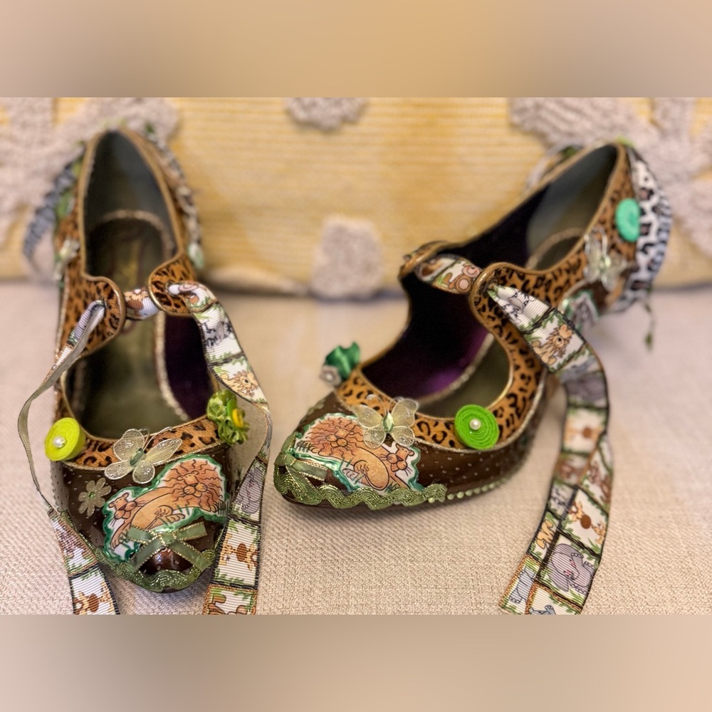 HandMade OOAK Mary Jane wedge statement heel in safari zoo jungle theme 8/39 - Picture 5 of 12